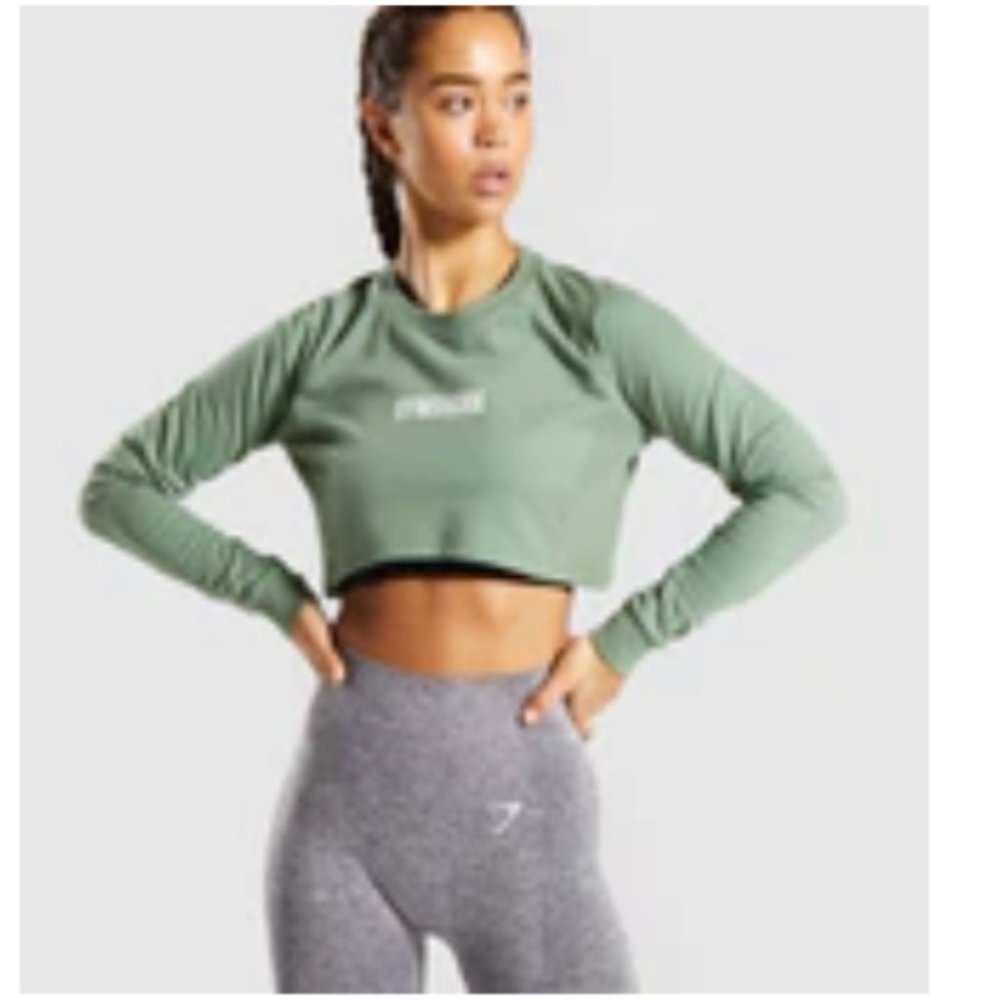 Gymshark Training Cropped Sweater - Green